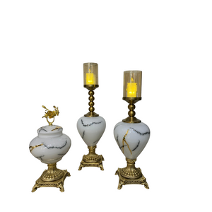 Marble-Style Glass Candle Holders