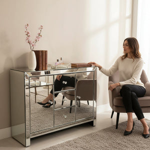 Radiant Luxe Mirrored Accent Console Cabinet