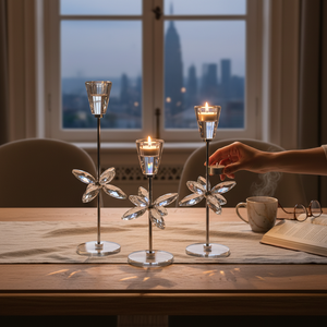 Radiant Lotus Crystal Candle Holder