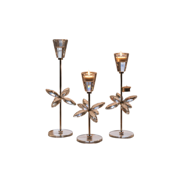 Radiant Lotus Crystal Candle Holder