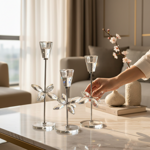 Radiant Lotus Crystal Candle Holder