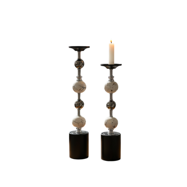 Modern Orb Metallic Candle Holders