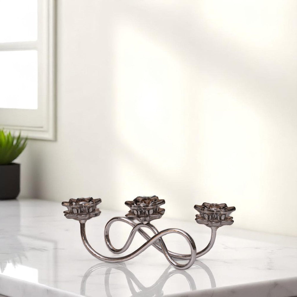 Silver Crystallic Candle Holder
