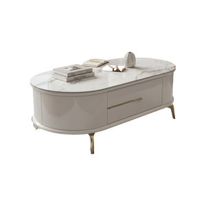 Aurora Luxe Oval Centre Table with Marble Top