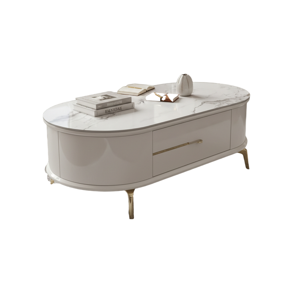 Aurora Luxe Oval Centre Table with Marble Top