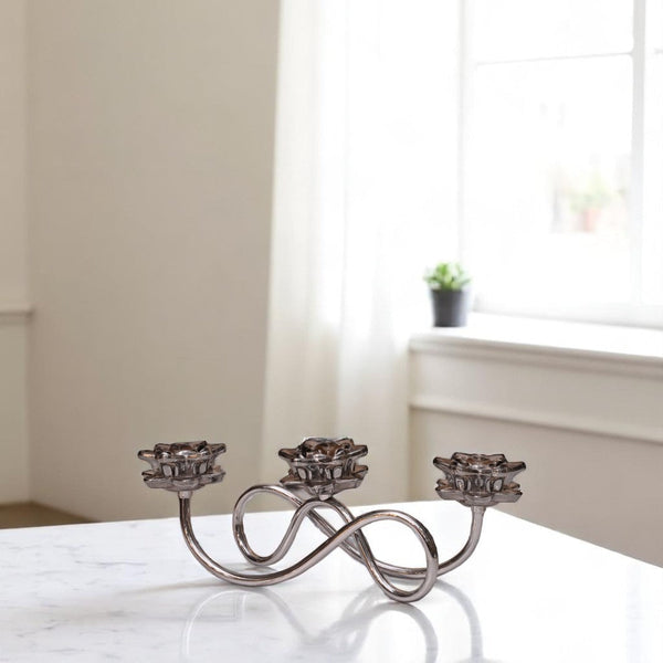 Silver Crystallic Candle Holder