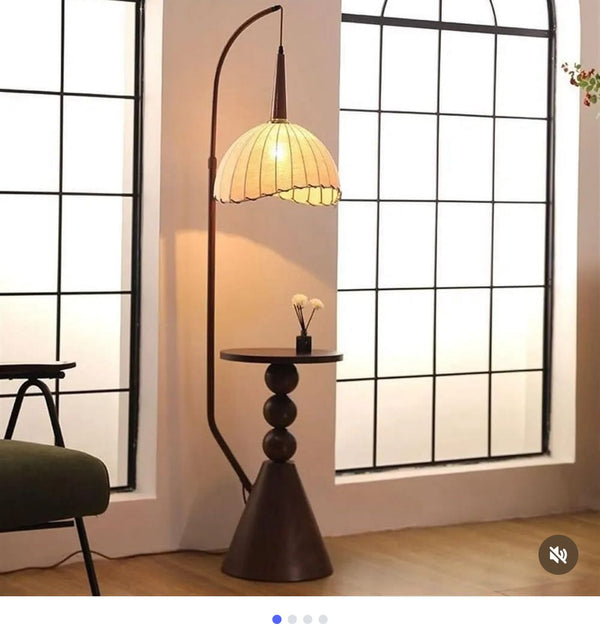 KUM Metallic Wooden Texture  Floor Lamp