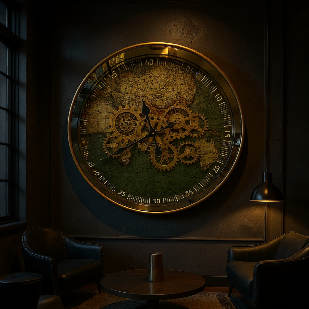 Luxury Golden Moving Gear Wall Clock