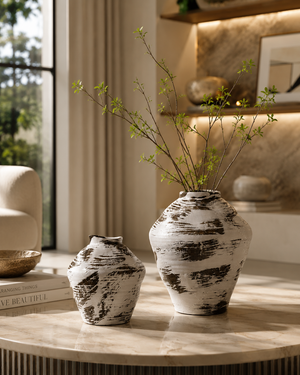 Abstract Brush Finish Ceramic Vases