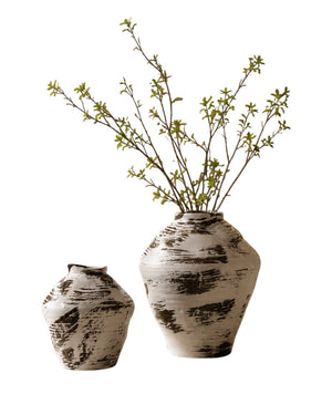 Abstract Brush Finish Ceramic Vases