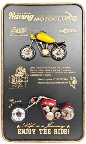Vintage Motorcycle Wall Frame Clock