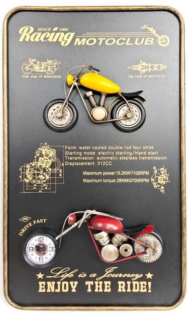 Vintage Motorcycle Wall Frame Clock