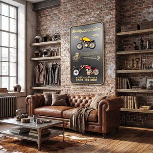 Vintage Motorcycle Wall Frame Clock