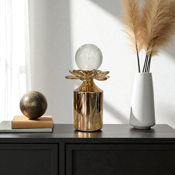 Crystal & Metallic Accent Table Décor – Elegant Modern Ornament