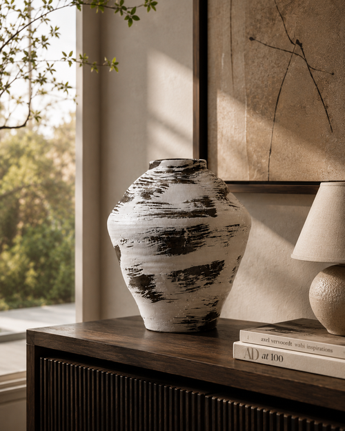 Abstract Brush Finish Ceramic Vases