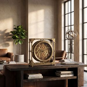 Premium Brass Antique Gear Table Clock