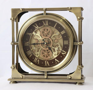 Premium Brass Antique Gear Table Clock