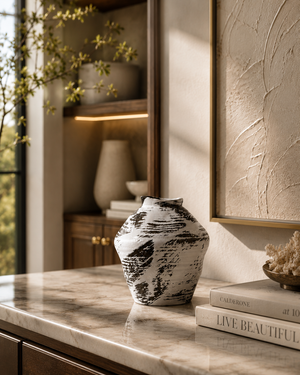 Abstract Brush Finish Ceramic Vases