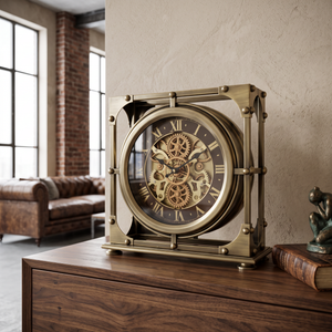 Premium Brass Antique Gear Table Clock