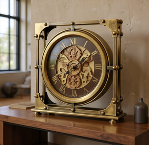 Premium Brass Antique Gear Table Clock