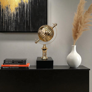 Metallic Brass Rotating Globe Decor
