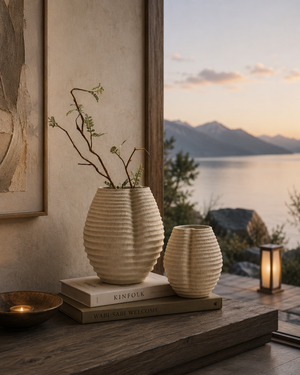 Minimalist Ribbed Ceramic Vases