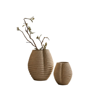 Minimalist Ribbed Ceramic Vases