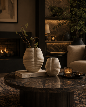 Minimalist Ribbed Ceramic Vases