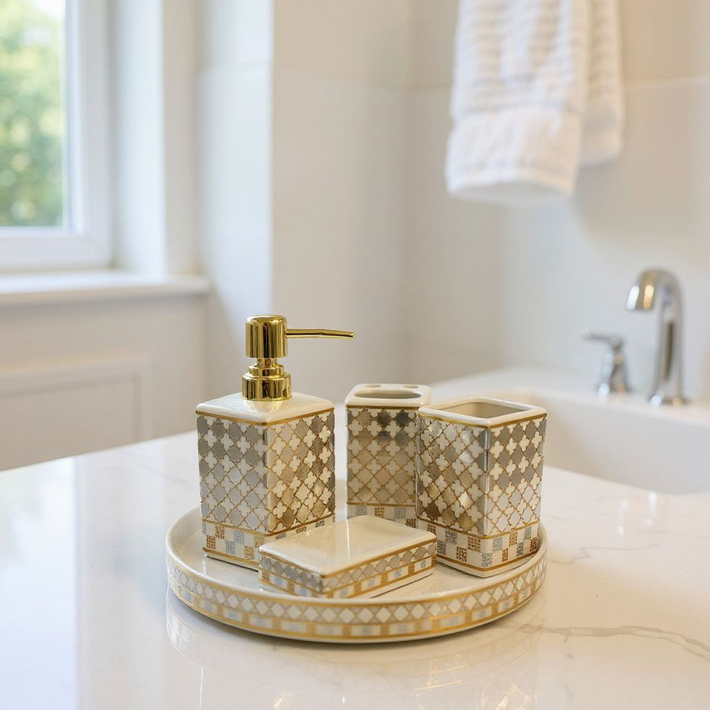 Golden Glow Bathroom Accessories Set