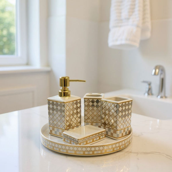 Golden Glow Bathroom Accessories Set