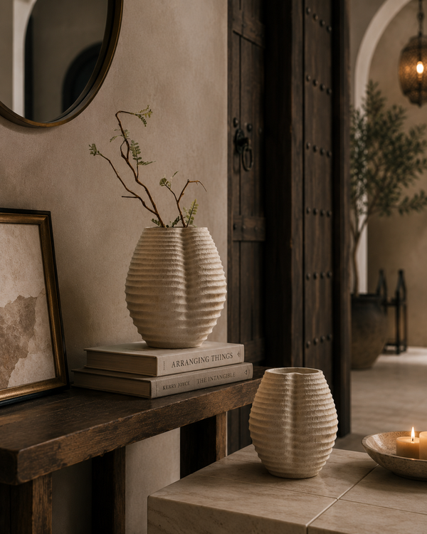 Minimalist Ribbed Ceramic Vases