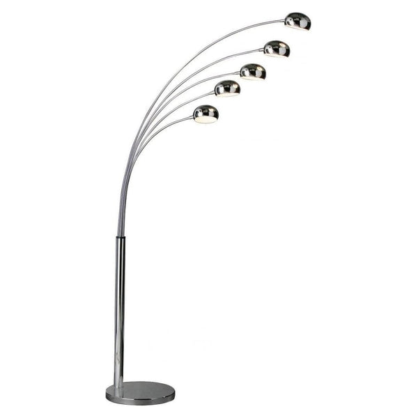Radiant Cascade 5-Arcs Floor Lamp (Silver)