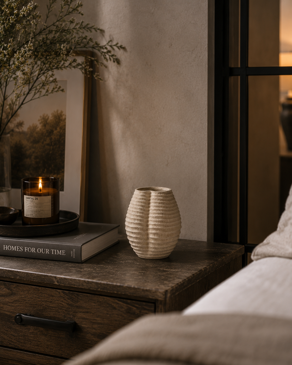 Minimalist Ribbed Ceramic Vases