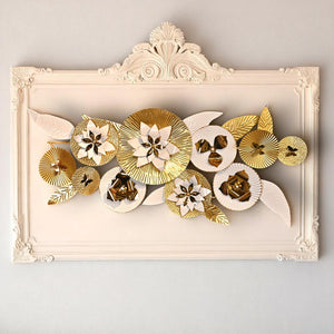 White Floral Stainless Steel Wall Motive Art