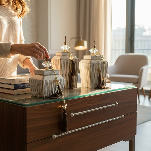 Artistic Luxe Ceramic Table Jars (Pair)