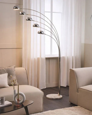 Radiant Cascade 5-Arcs Floor Lamp (Silver)