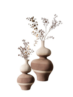 Textured Matte Beige Ceramic Vases