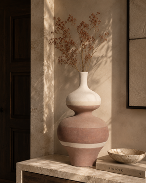 Textured Matte Beige Ceramic Vases