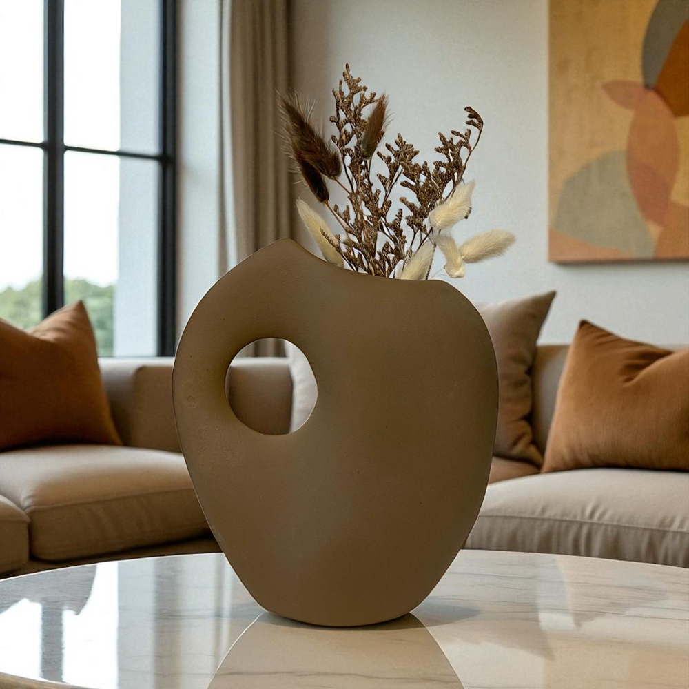 Classic Coffee Brown Ceramic Vase