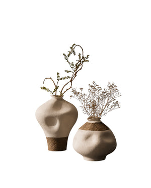 Organic Rope Accent Ceramic Vases