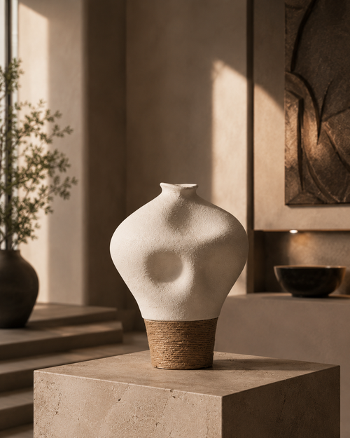 Organic Rope Accent Ceramic Vases