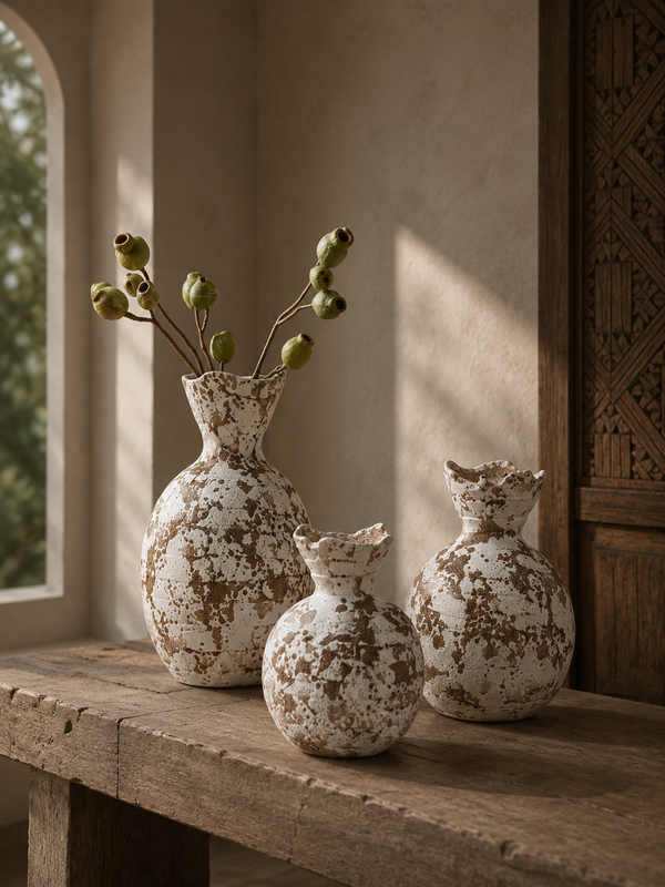 Embellish Rustic Speckled Ceramic Vases