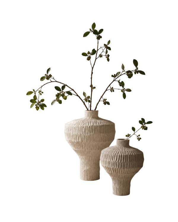 Modern Textured Ribbed Ceramic Vase