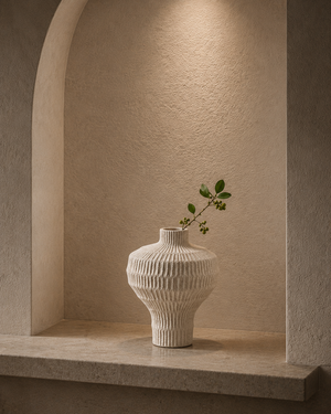 Modern Textured Ribbed Ceramic Vase