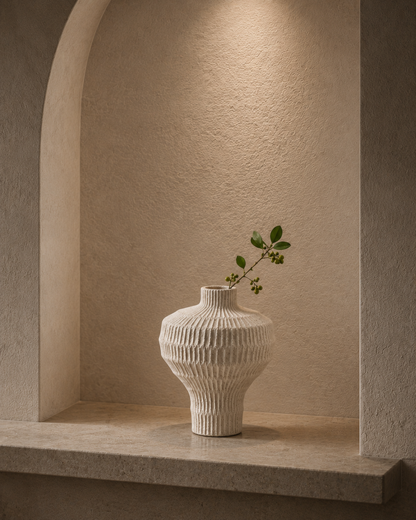 Modern Textured Ribbed Ceramic Vase