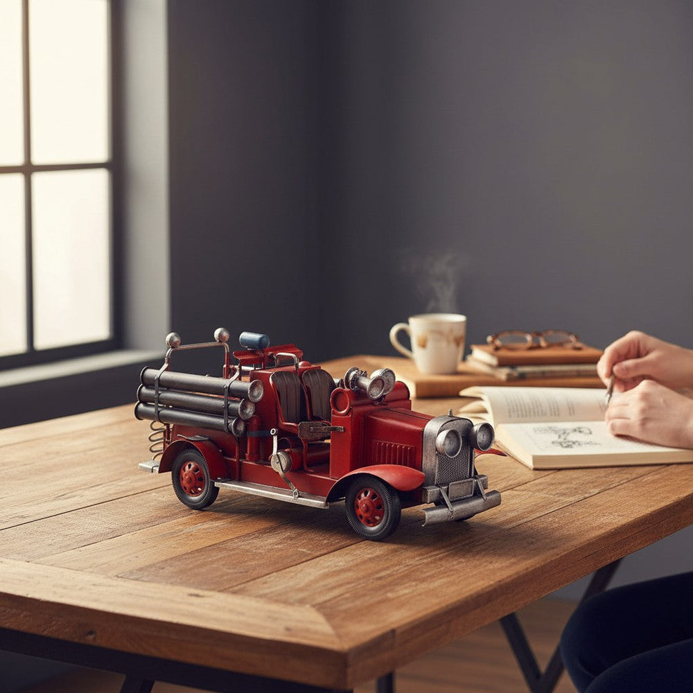 Vintage Fire Truck Model Decor
