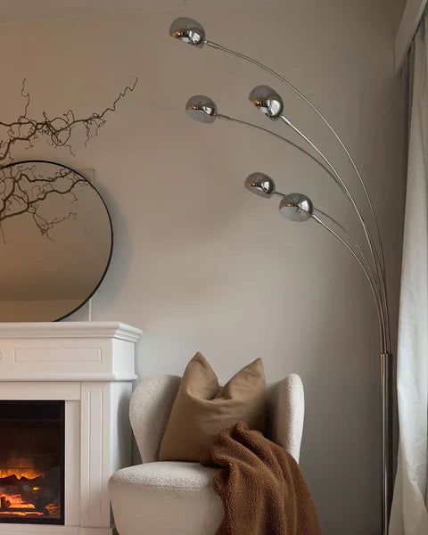 Radiant Cascade 5-Arcs Floor Lamp (Silver)