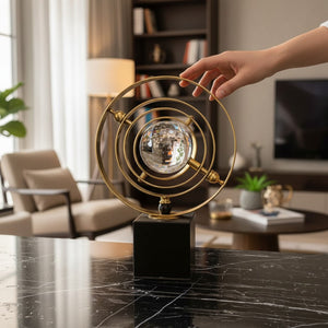 Celestial Metallic Orbit Sculpture