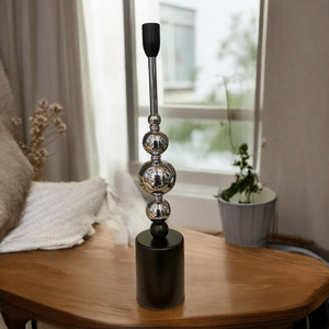 Modern Chrome Sphere Candle Stand Set