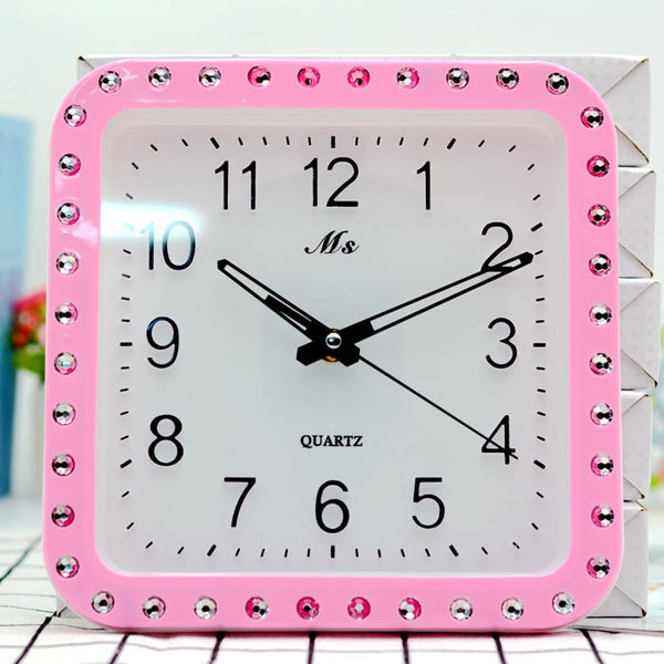 Blue Crystal Square Wall Clock